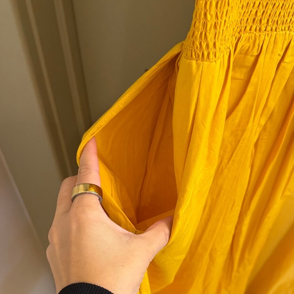 Anthropologie Mustard Midi Dress Medium Petite - Picture 4 of 5